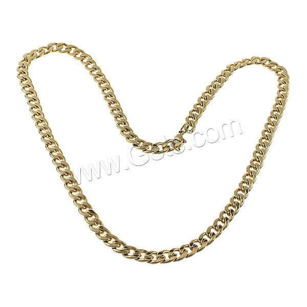 Stainless Steel Chain Necklace, gold color plated, different size for choice & curb chain, Sold By Strand