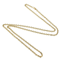 Collar de cadena de acero inoxidable, chapado en color dorado, cadenilla, 4.5x4x1mm, longitud:aproximado 28 Inch, Vendido por Sarta