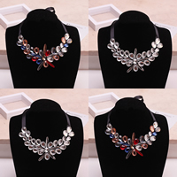 Fashion Statement Necklace, Grosgrain Ribbon, with Crystal, faceted 57mm Approx 17.7 Inch 