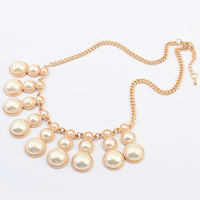 Collar de perlas de plástico, aleación de zinc, con Perlas plásticas, con 1.5Inch extender cadena, chapado en color rosa dorada, giro oval, 35mm, longitud:aproximado 19.6 Inch, Vendido por Sarta