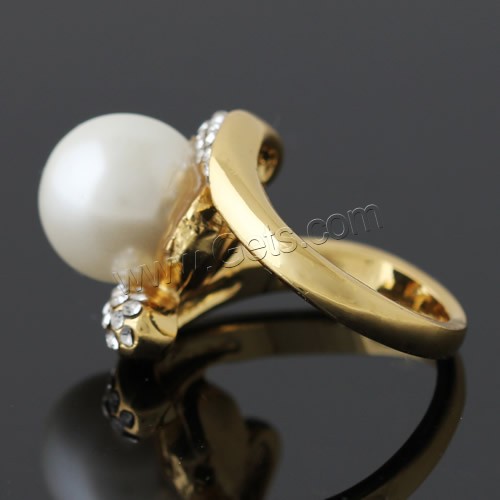 ガラス真珠亜鉛合金指のリング, 亜鉛合金, とともに ガラスパール, ゴールドメッキ, 異なるサイズの選択 & ライン石のある, 22x18mm, 売り手 パソコン