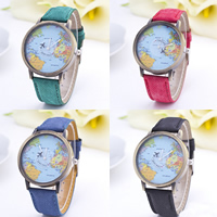 Women Wrist Watch, Zinc Alloy, with Canvas & Glass, Chinese movement, antique bronze color plated, adjustable & for woman 38mm, 18mm Approx 9 Inch 
