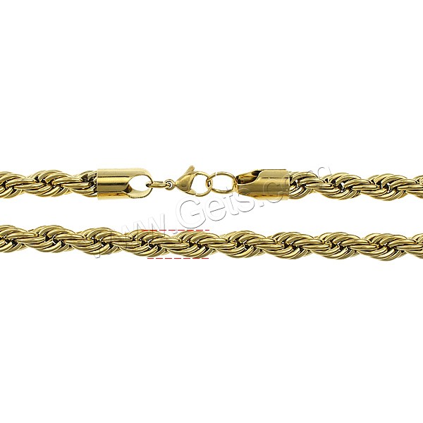 Stainless Steel Chain Necklace, gold color plated, different size for choice & rope chain, Sold By Strand