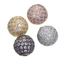 Cubic Zirconia Micro Pave Brass Beads, Round, plated, micro pave cubic zirconia Approx 1.9mm 
