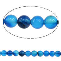 Natürliche blaue Achat Perlen, Blauer Achat, rund, Weitere Größen für Wahl, Bohrung:ca. 1-1.5mm, Länge:ca. 15.5 ZollInch, verkauft von Strang