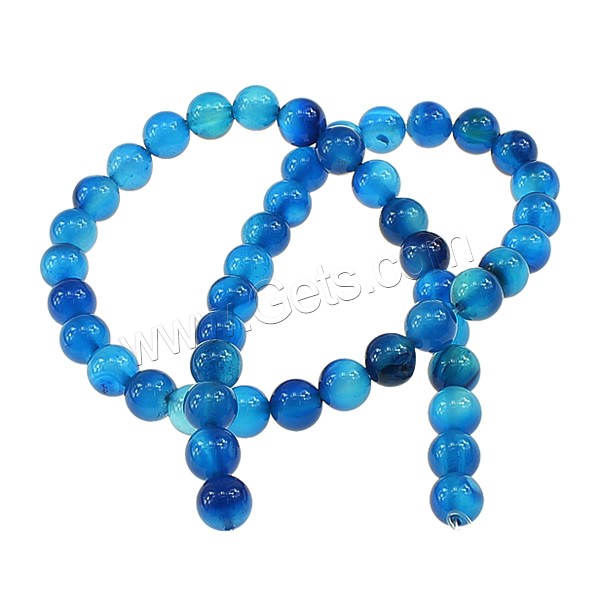 Perle Agate bleue naturelle, Rond, multiple tailles pour le choix, Trou:Environ 1-1.5mm, Longueur:Environ 15.5 pouce, Vendu par brin
