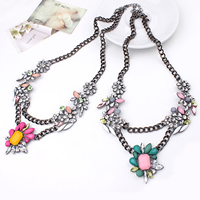 Fashion Statement Necklace, Zinc Alloy, with Crystal & Resin, with 1.5Inch extender chain, plumbum black color plated, twist oval chain & faceted & with rhinestone 43mm Approx 19.6 Inch 