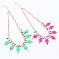 Fashion Statement Necklace, Zinc Alloy, with Resin, with 1.5Inch extender chain, rose gold color plated, twist oval chain & faceted & with rhinestone 40mm Approx 15.7 Inch 