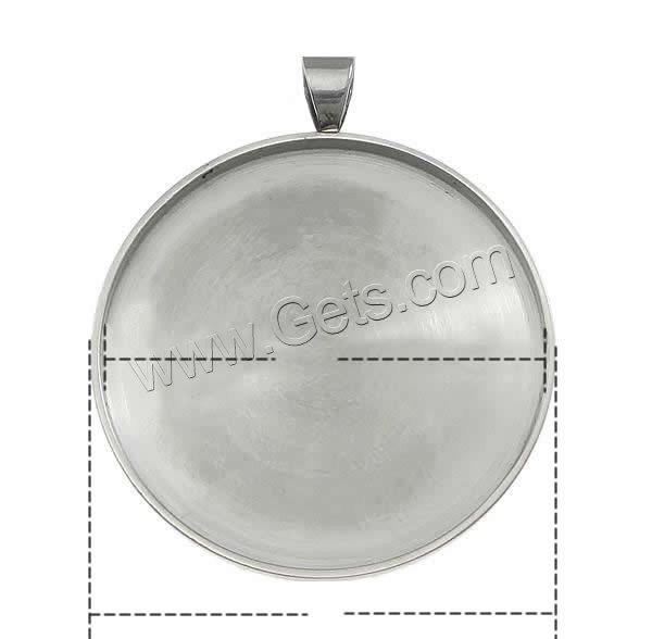 Stainless Steel Pendant Setting, Flat Round, different size for choice, original color, Hole:Approx 3x5mm, Sold By PC