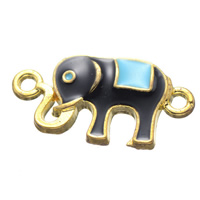 Enamel Zinc Alloy Connector, Elephant, gold color plated, 1/1 loop Approx 2mm 