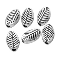 Zinc Alloy Flat Beads, Leaf, antique silver color plated Approx 1.6mm 