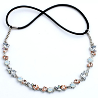 Headband, Zinc Alloy, with Nylon Cord & Crystal, silver color plated, faceted & with rhinestone Approx 19.6 Inch 