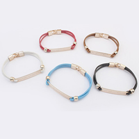 PU Leather Cord Bracelets, Zinc Alloy, with PU Leather, word where there's a will there's a way, rose gold color plated 8mm Approx 7.6 Inch 