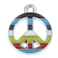 Zinc Alloy Peace Pendants, Peace Logo, platinum color plated, enamel, nickel, lead & cadmium free Approx 3mm 