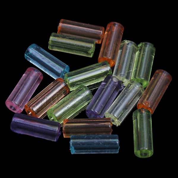 Transparent Acrylic Beads, Tube, different size for choice, more colors for choice, Hole:Approx 1mm, Sold By Bag