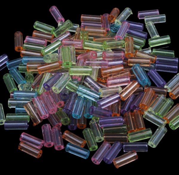 Transparent Acrylic Beads, Tube, different size for choice, more colors for choice, Hole:Approx 1mm, Sold By Bag