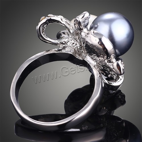 ガラス真珠亜鉛合金指のリング, 亜鉛合金, とともに ガラスパール, プラチナカラーメッキ, 異なるサイズの選択 & ライン石のある, 23x22mm, 売り手 パソコン