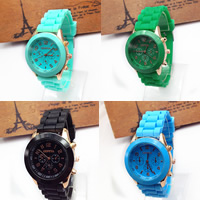 Women Wrist Watch, Zinc Alloy, with Glass & Silicone, Chinese movement, plated, adjustable & for woman 20mm Approx 9.5 Inch 