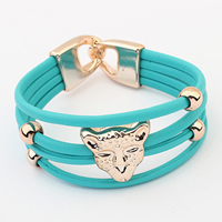 PU Leather Cord Bracelets, Zinc Alloy, with PU Leather, Leopard, rose gold color plated, 20mm Approx 7.8 Inch 