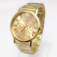 Women Wrist Watch, Zinc Alloy, with Glass, Chinese movement, gold color plated, for woman & with rhinestone 22mm Approx 9 Inch 