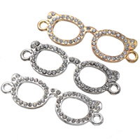 Rhinestone Zinc Alloy Connector, Glasses, plated, with rhinestone & 1/1 loop Approx 2.3mm 