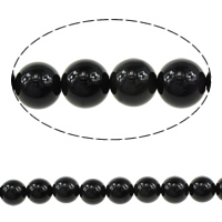 Schwarze Obsidian Perlen, Schwarzer Obsidian, rund, natürlich, Bohrung:ca. 1mm, Länge:15 ZollInch, verkauft von Strang
