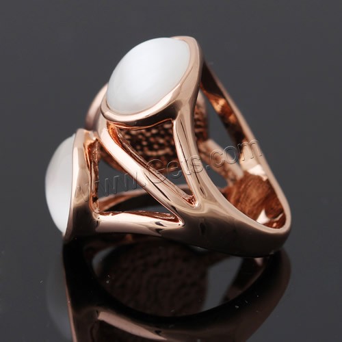 Cats Eye Zinc Alloy Finger Ring, with Cats Eye, rose gold color plated, different size for choice, 23x25mm, Sold By PC