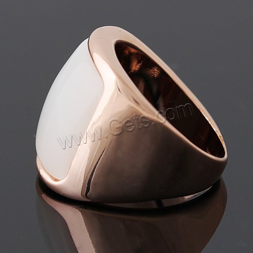 Cats Eye Zinc Alloy Finger Ring, with Cats Eye, Square, rose gold color plated, different size for choice, 20x23mm, Sold By PC