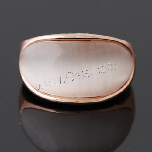 Cats Eye Zinc Alloy Finger Ring, with Cats Eye, rose gold color plated, different size for choice, 28x13mm, Sold By PC