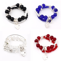 Glass Jewelry Beads Bracelets, Zinc Alloy, with Glass, silver color plated, charm bracelet 20mm Approx 17.7 Inch 
