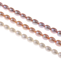 Perlas Arroz Freshwater, Perlas cultivadas de agua dulce, natural, más colores para la opción, 6-7mm, agujero:aproximado 0.8mm, longitud:aproximado 15.3 Inch, Vendido por Sarta