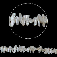 Perles de nacre de culture d'eau douce Biwa, perle d'eau douce cultivée, Pipa, naturel, blanc, 7-23mm Environ 0.8mm Environ 15.3 pouce, Vendu par brin