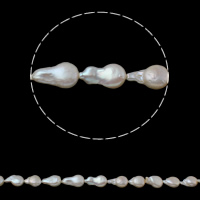perles nucléées cultivées d'eau douce , perle d'eau douce cultivée, baroque, naturel, blanc, 9-10mm Environ 0.8mm Environ 15.3 pouce, Vendu par brin