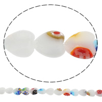 Perles en verre Millefiori, coeur, fait à la main, normes différentes pour le choix Environ 1mm Environ 14.2 pouce, Vendu par brin