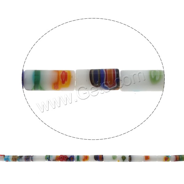 Millefiori Glass Beads, Tube, handmade, different size for choice, Hole:Approx 1mm, Length:Approx 14.5 Inch, Sold By Strand