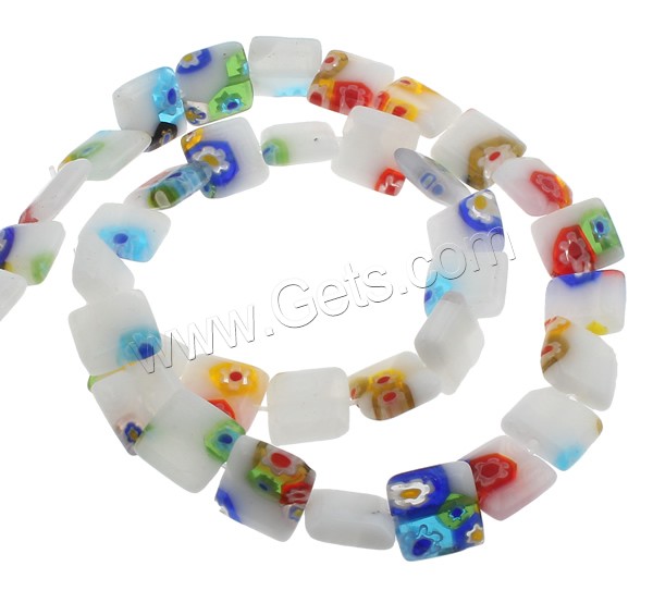 Millefiori Glass Beads, Square, handmade, different size for choice, Hole:Approx 1mm, Length:Approx 14.2 Inch, Sold By Strand
