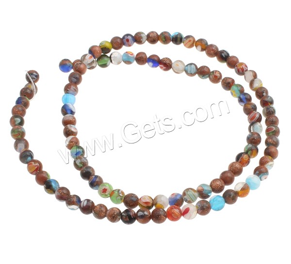 Goldsand Millefiori Glass Beads, Round, handmade, different size for choice, Hole:Approx 1mm, Length:Approx 14.5 Inch, Sold By Strand