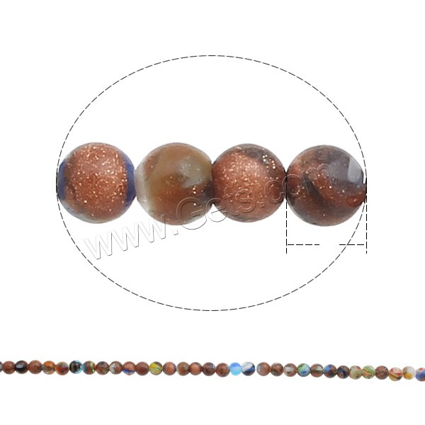 Goldsand Millefiori Glass Beads, Round, handmade, different size for choice, Hole:Approx 1mm, Length:Approx 14.5 Inch, Sold By Strand