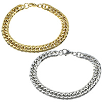 Stainless Steel Chain Bracelets, plated, curb chain Approx 8.5 Inch 