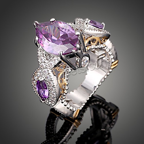 cristal anillo de dedo de latón, metal, con Cristal, chapado, diverso tamaño para la opción & facetas & con diamantes de imitación, 28x16mm, Vendido por UD