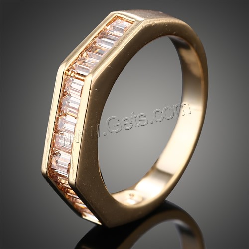 Хрустальное латунное палец кольцо, Латунь, с Кристаллы, плакирован золотом, разный размер для выбора & граненый, 5x23mm, продается PC