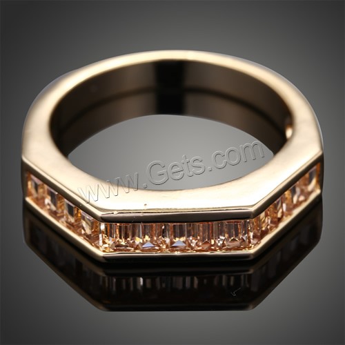 Хрустальное латунное палец кольцо, Латунь, с Кристаллы, плакирован золотом, разный размер для выбора & граненый, 5x23mm, продается PC
