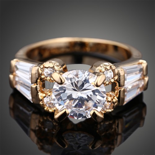 cristal anillo de dedo de latón, metal, con Cristal, chapado en color dorado, diverso tamaño para la opción & facetas & con diamantes de imitación, 8x21mm, Vendido por UD