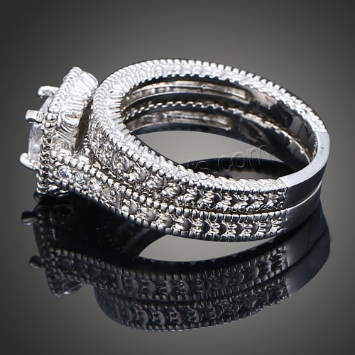 cristal anillo de dedo de latón, metal, con Cristal, Cuadrado, chapado en color de platina, diverso tamaño para la opción & facetas & con diamantes de imitación, más colores para la opción, 10x22mm, Vendido por UD