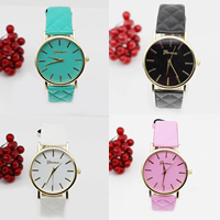 Women Wrist Watch, Zinc Alloy, with PU Leather & Glass, Chinese movement, gold color plated, adjustable & for woman 20mm Approx 9.4 Inch 