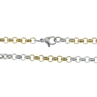 Collar de cadena de acero inoxidable, chapado, cadena Rolo & 2-tono, 4x1.5x0.3mm, longitud:aproximado 22 Inch, Vendido por Sarta