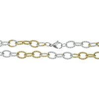 Collar de cadena de acero inoxidable, chapado, cadena oval & 2-tono, 9.5x7x1.5mm, longitud:aproximado 21 Inch, Vendido por Sarta