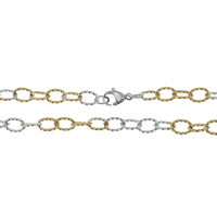 Collar de cadena de acero inoxidable, chapado, cadena oval & 2-tono, 8.5x6x1mm, longitud:aproximado 21 Inch, Vendido por Sarta
