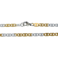 Collar de cadena de acero inoxidable, chapado, cadena de Marinero & 2-tono, 8x4x0.7mm, longitud:aproximado 21 Inch, Vendido por Sarta