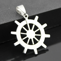 Stainless Steel Ship Wheel & Anchor Pendant, nautical pattern, original color, 27mm Approx 3mm 